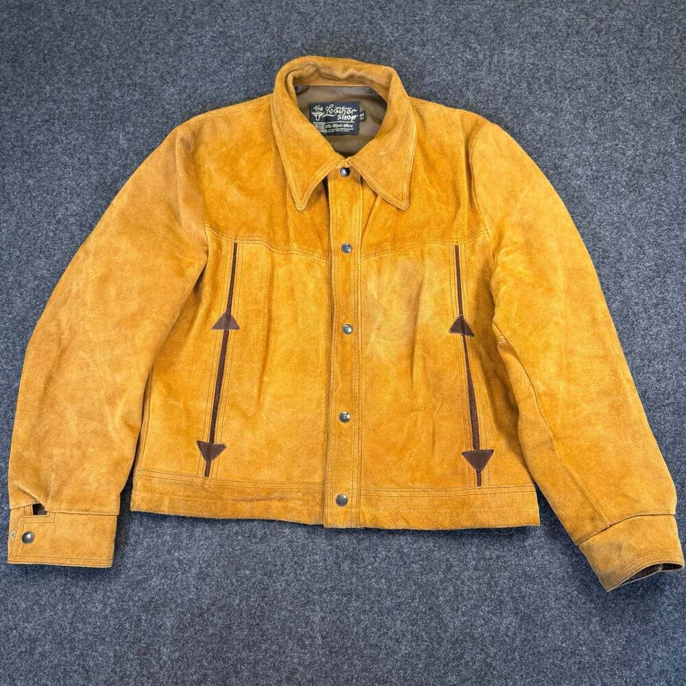 Vintage 1970s Sears The Leather Shop Suede Western Trucker Jacket